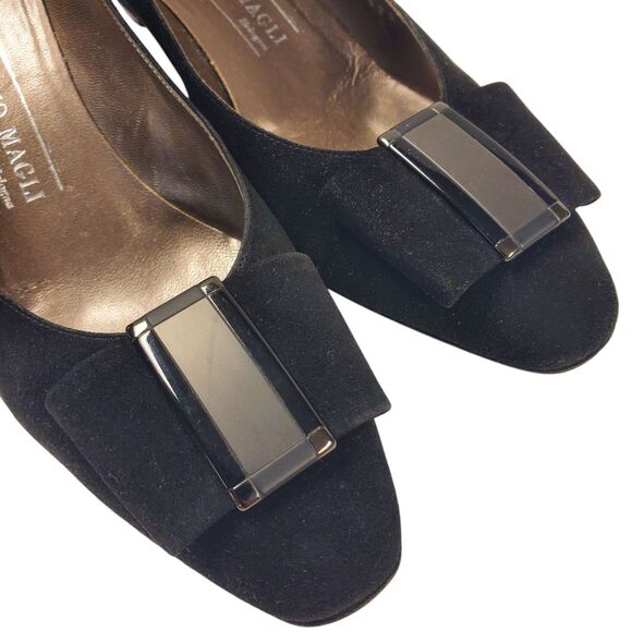 Vintage BRUNO MAGLI Shoes Womens 8.5 Black Velvet Pumps Bow Casual Formal A4729 - Picture 8 of 14